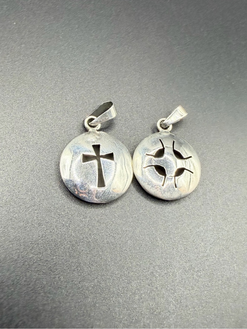 Sterling Silver Taxco Mexico 925 Hallow Cross Pendants Charm Lot Of 2 Religious
